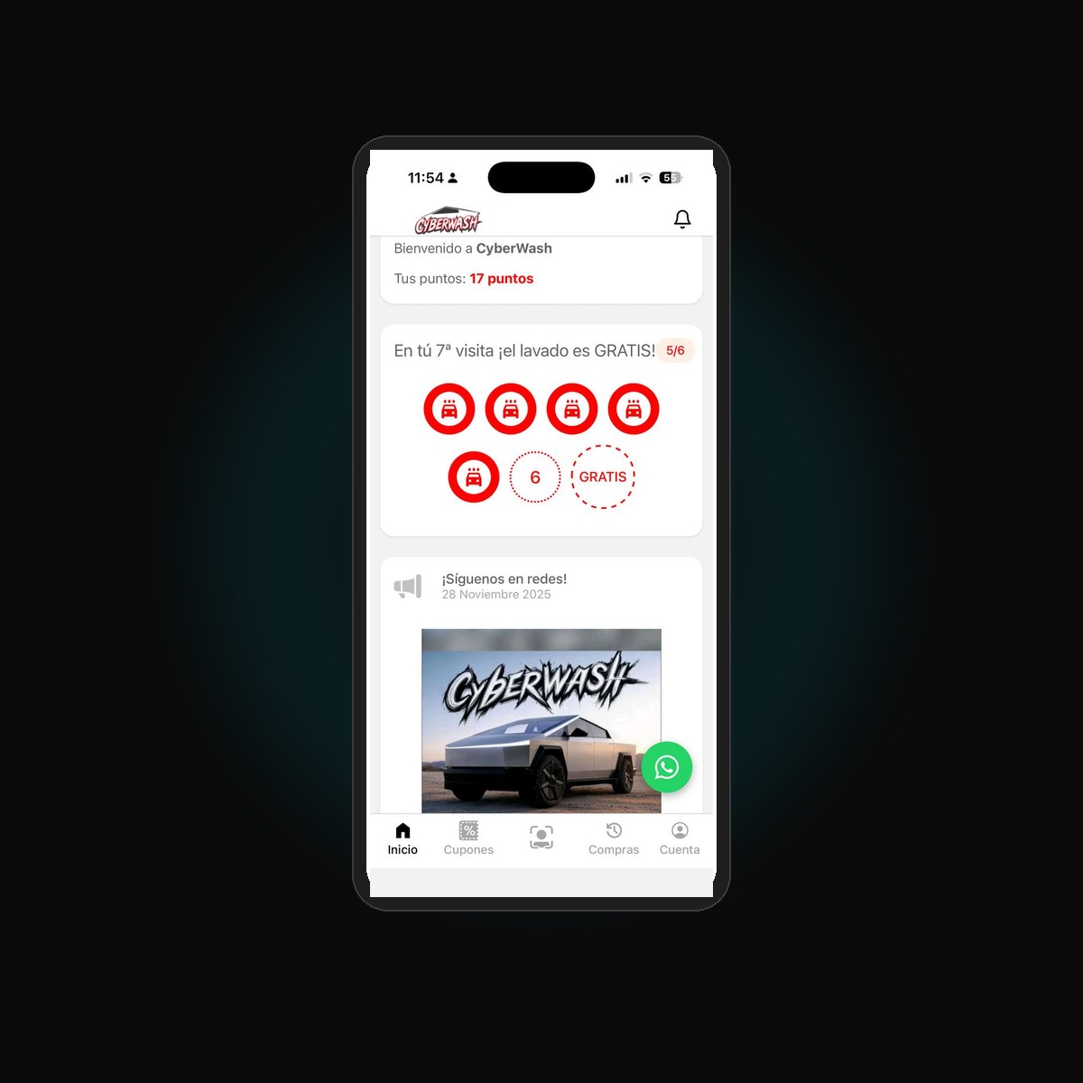 App CyberWash en iPhone